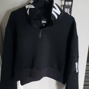 Ivy Park Black Cropped Half Zip Tracksuit Top XL